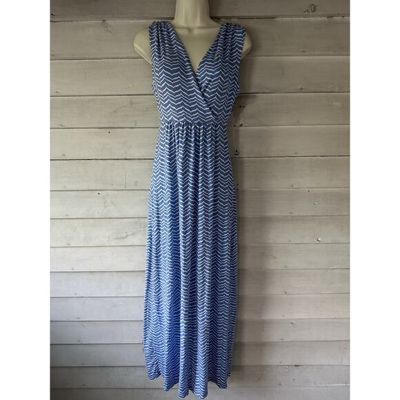 Vineyard Vines Wavy Blue Striped Maxi Dress Size XXS - Picture 1 of 6